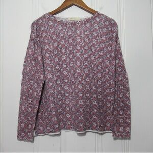 WoolOvers Linen Blend Pink Printed Long Sleeve Top Size Medium